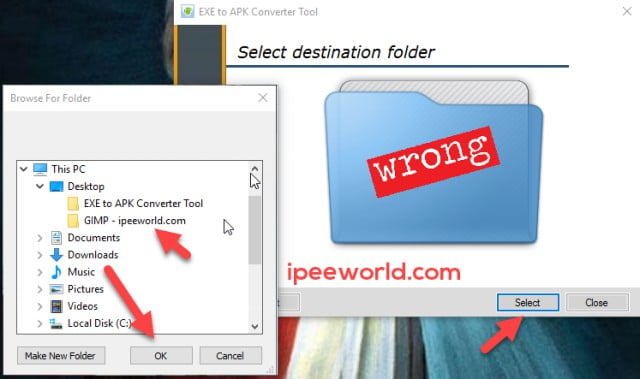 Select the EXE File To Convert APK