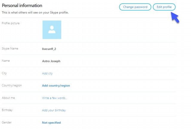 Edit Profil Skype untuk Menghapus Akun