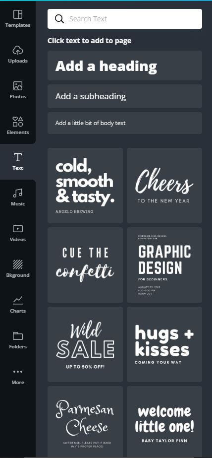 canva font options and styles