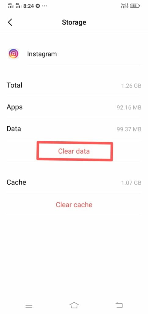 clear data instagram