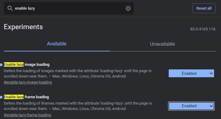 enable lazy loading in google chrome