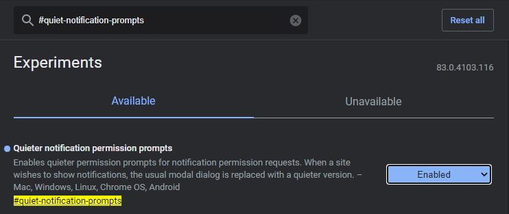 Quieter notification permission prompt