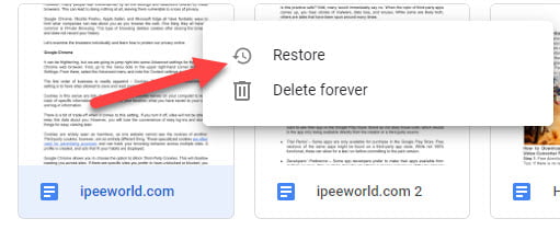 restore files from google drive trash