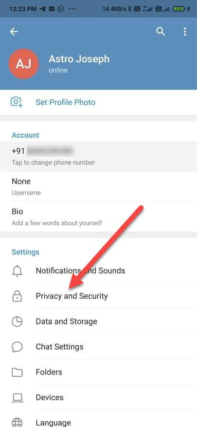 telegram privacy settings