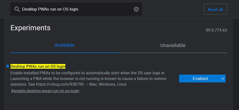 Desktop PWAs Run On OS login