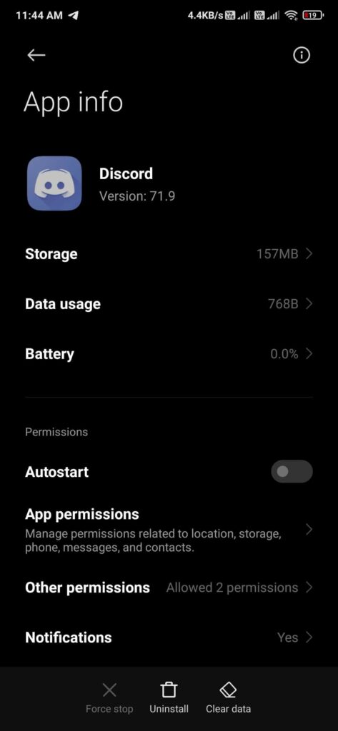 discord data usage on android