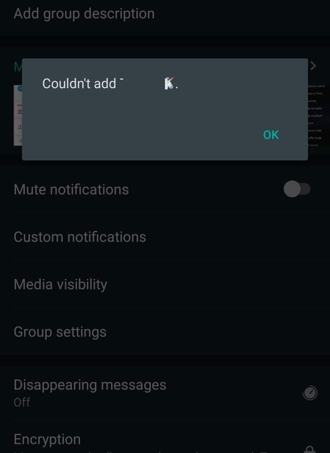 Try to add a blocked contact to a group