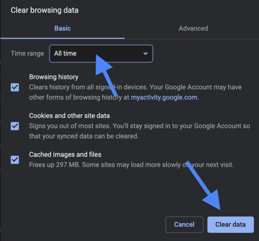 Clear Browsing Data on Google Chrome