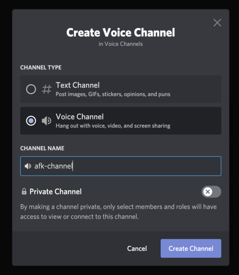 Create AFK Channel