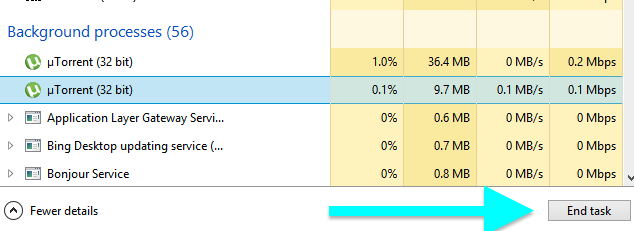 Force Quit uTorrent