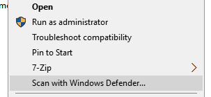 scan with windows defender