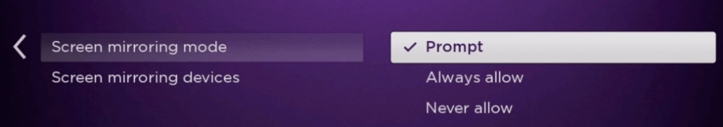 Screen Mirroring Mode on Roku