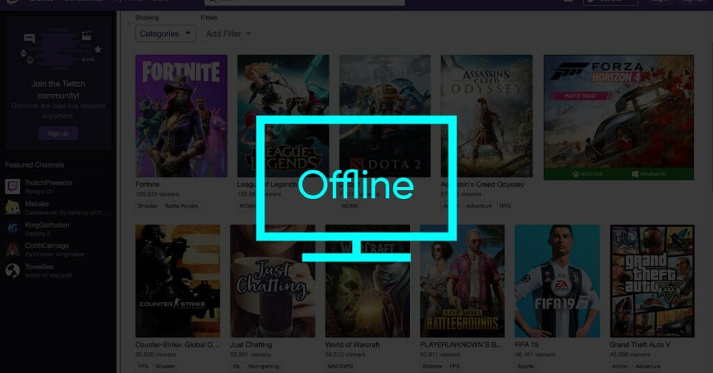 Add offline screen to Twitch