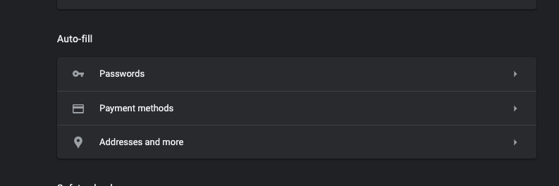 Chrome Autofill Settings on PC
