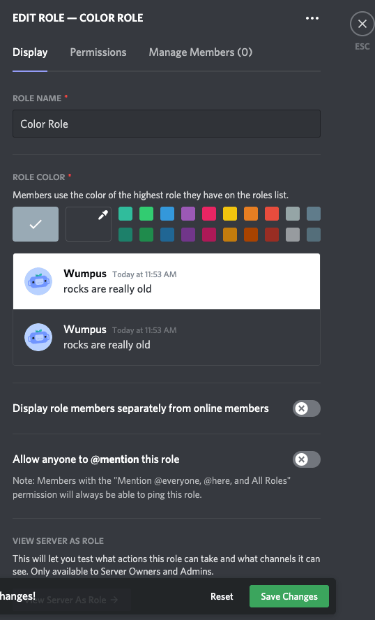Create New Role on Discord
