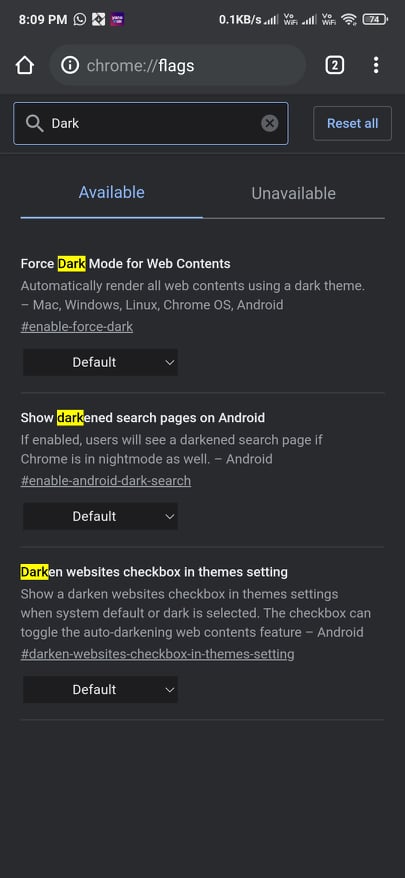 Force Dark Mode on Contents