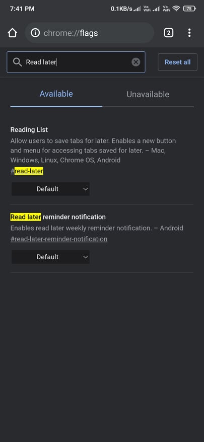 Read Later Chrome Flag