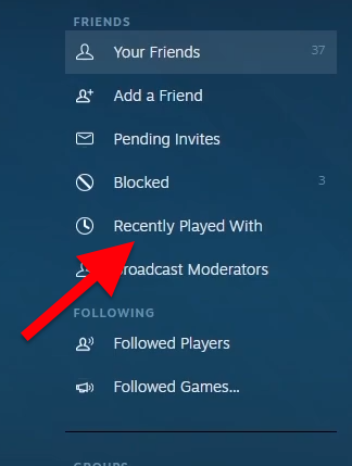 Recently Played With Option on Steam