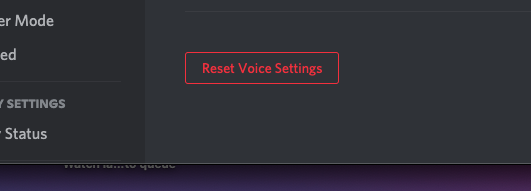 Reset Voice Settings  on Discord