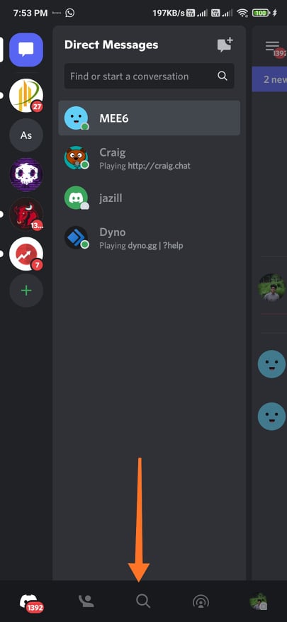 Discord App's Search Button