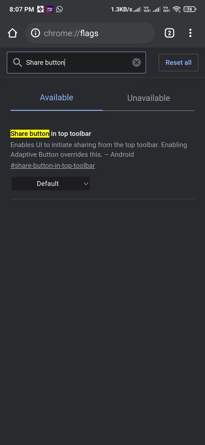 Share button to top toolbar