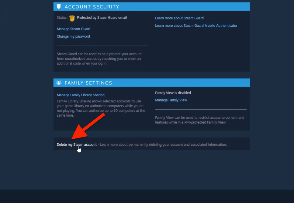 Delete my Steam Account