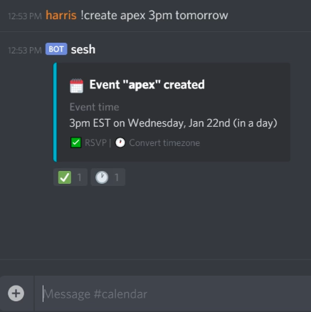 Sesh Bot for Discord