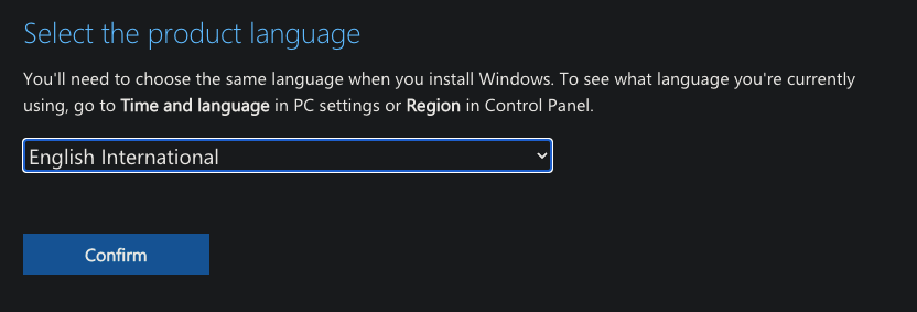 Select Windows 11 Language