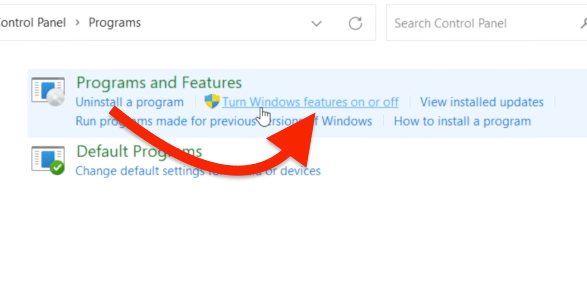 Turn Windows Features on or off