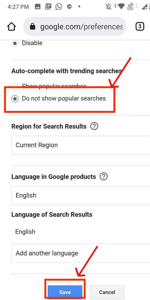 Do not show popular searches