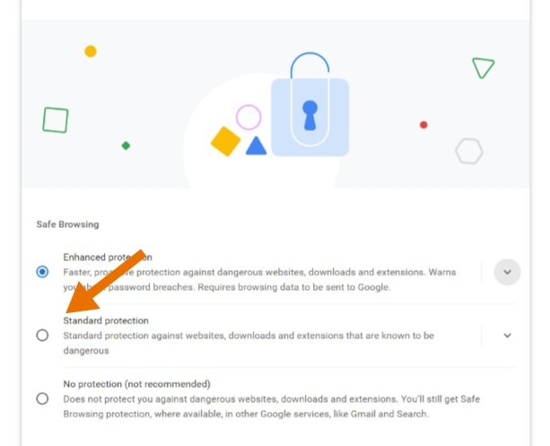 Chrome safe browsing setting 