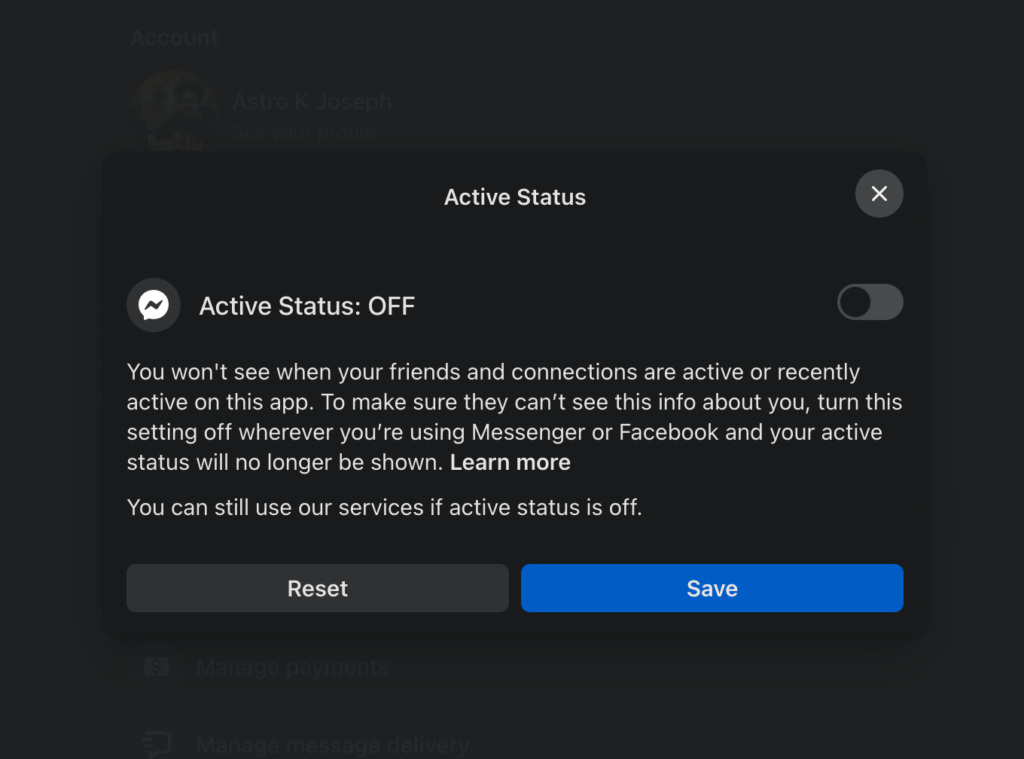 turn off active status