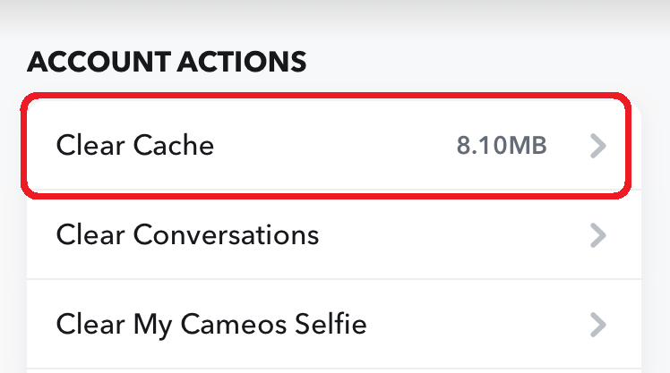 snapchat clear cache
