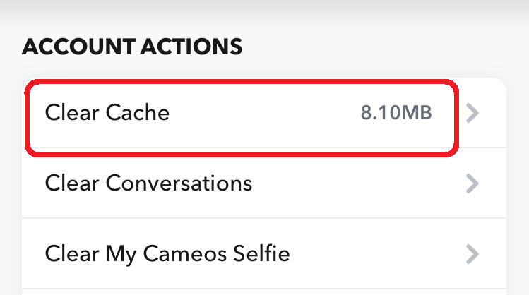 snapchat cache clear