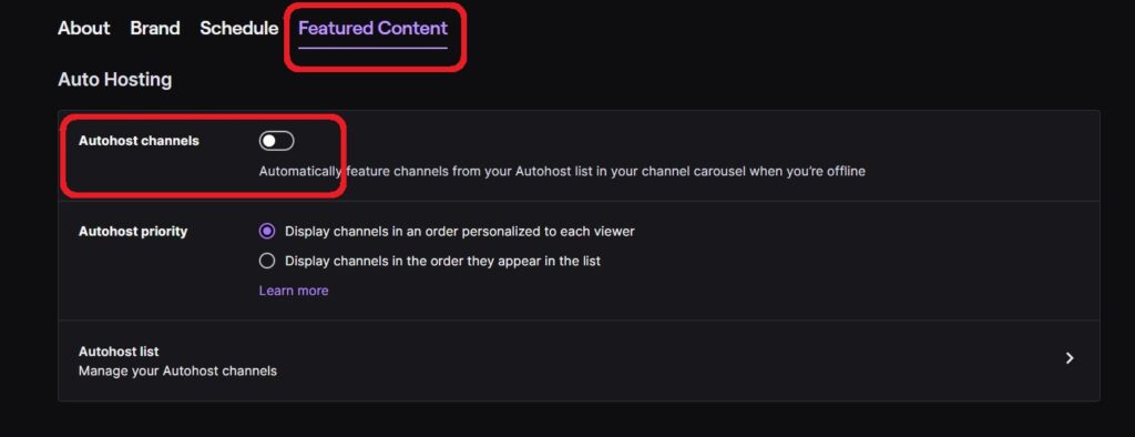 Featured Content on twitch
