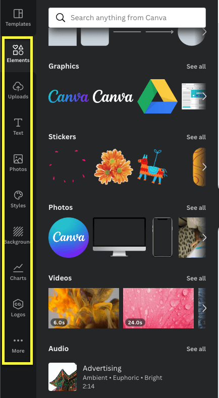 add elements in canva