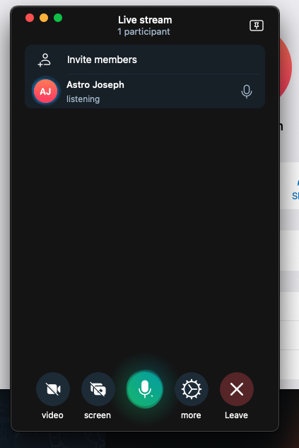 live streaming on telegram macos