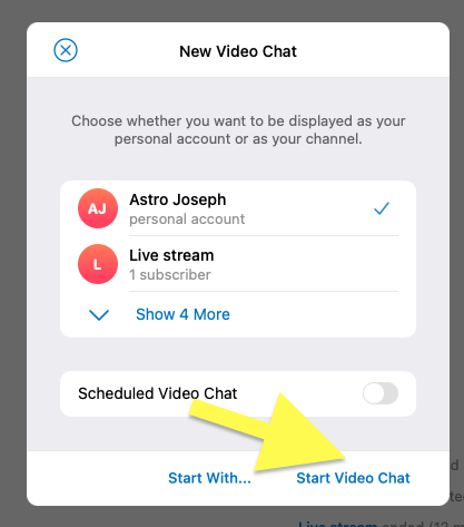 start video chat telegram pc