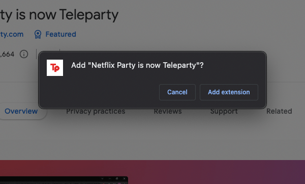 Add Extension Teleparty