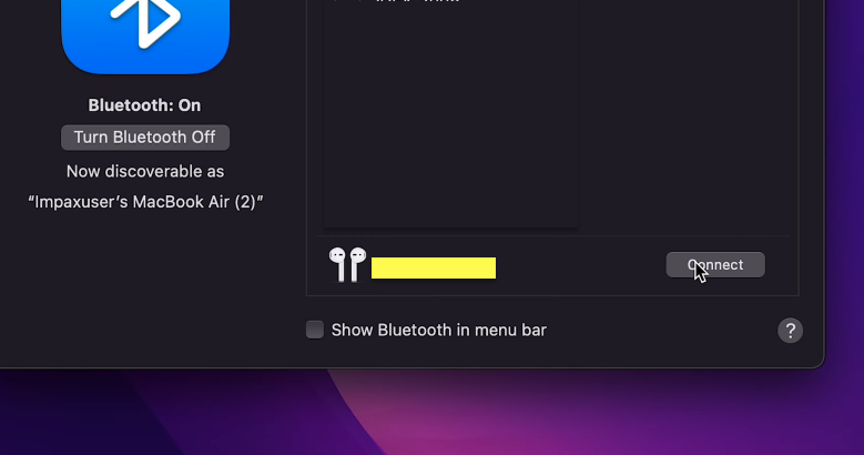 Manually Connect AirPods To Mac