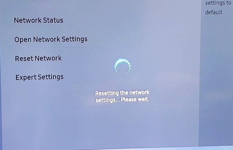 Resetting the network settings