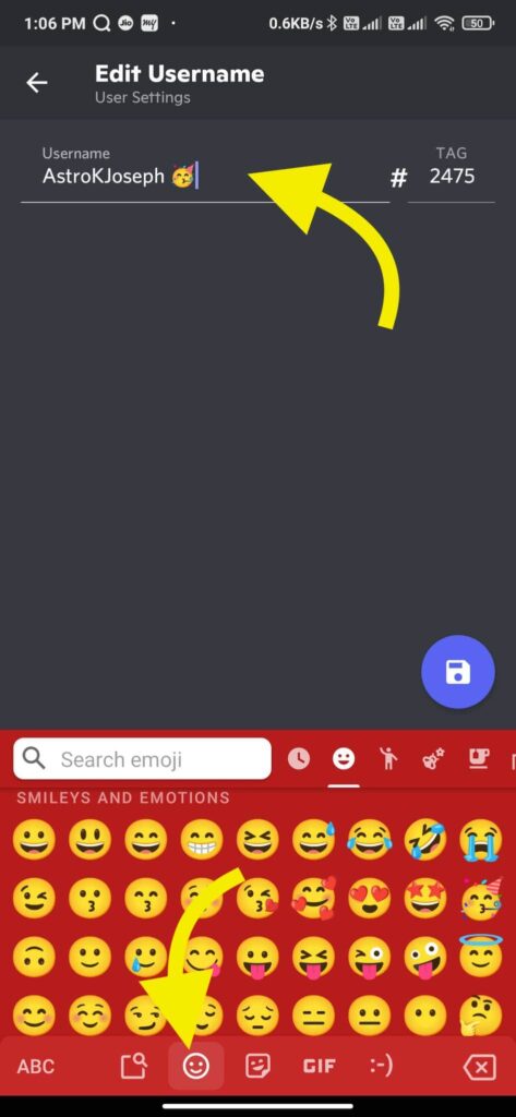 add emoji to discord name