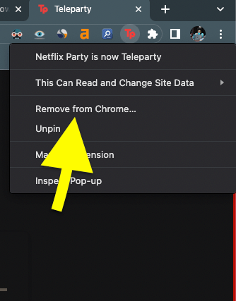 remove teleparty from chrome