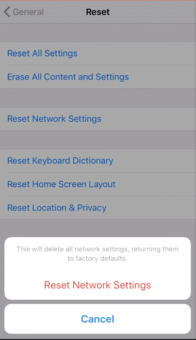 Reset Network Settings iPhone