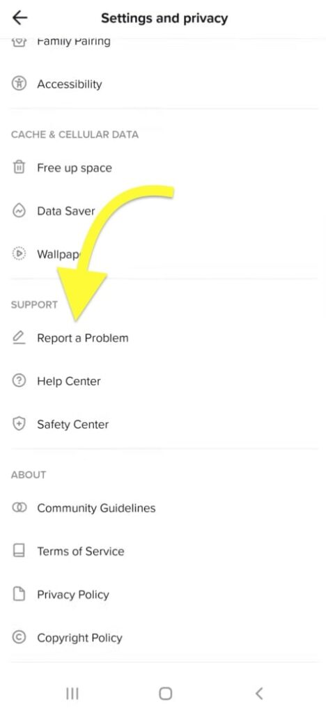 Report A Problem TikTok