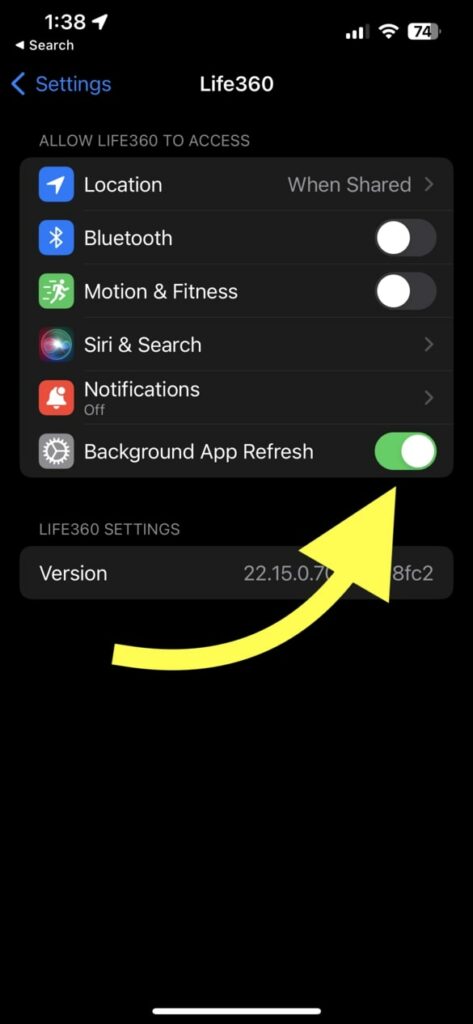 Background App Refresh Life360