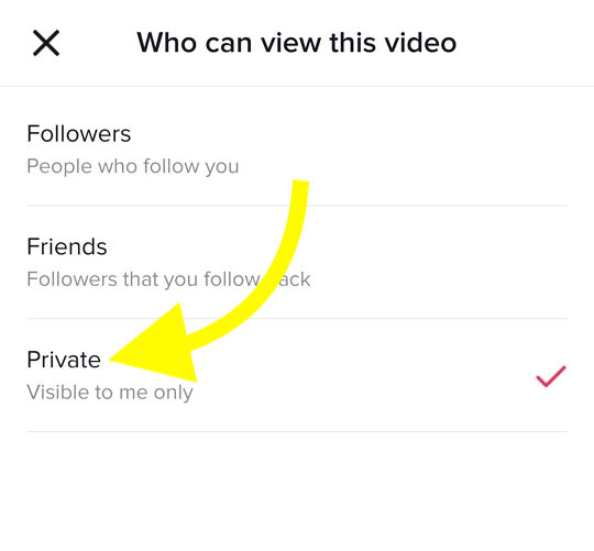 Set TikTok video as private