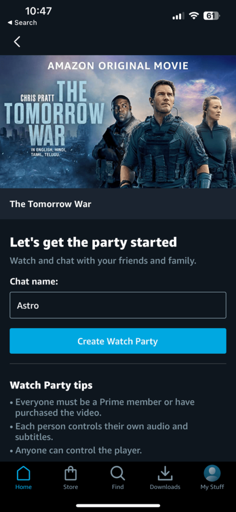 create a watch part on prime