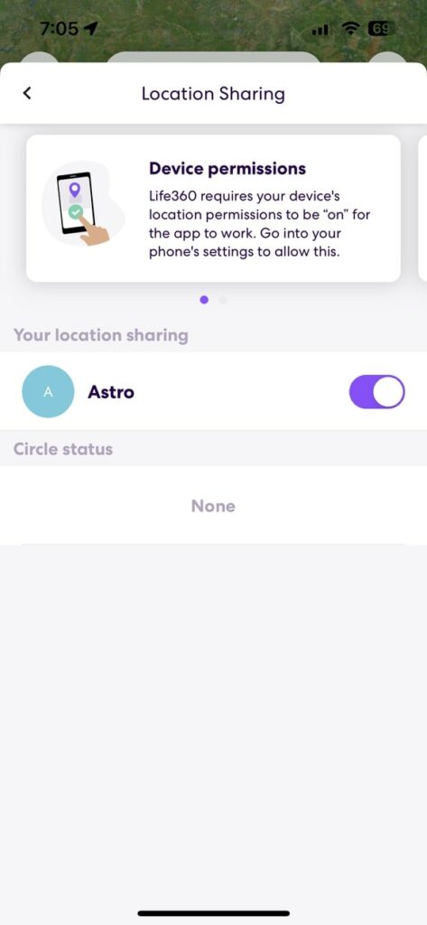 enable location sharing in life360
