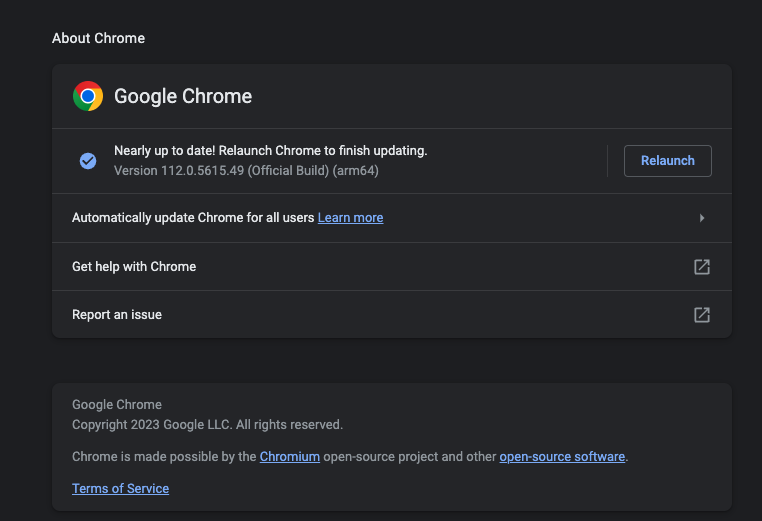 update google chrome